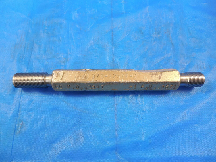 3/8 32 NEF 3 THREAD PLUG GAGE .375 GO NO GO PDS .3547 & .3571 INSPECTION