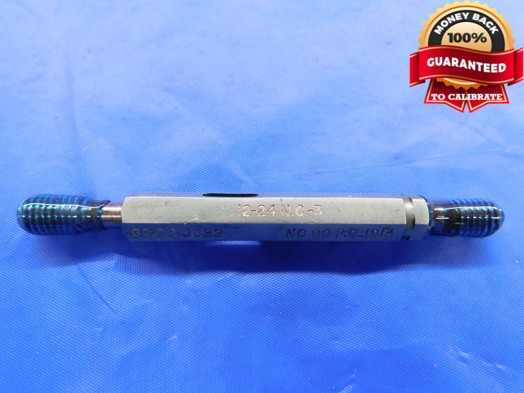 12 24 NC 3 THREAD PLUG GAGE #12 .216 GO NO GO P.D.'S = .1889 & .1915 UNC-3 CHECK - AY0789BU