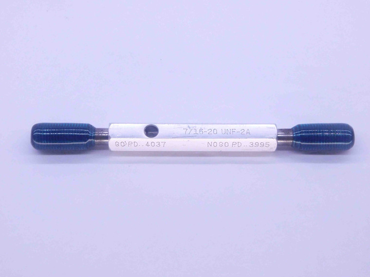 7/16 20 UNF 2A SET THREAD PLUG GAGE .4375 GO NO GO P.D.'S = .4037 & .3995 CHECK - DW2735RDRL