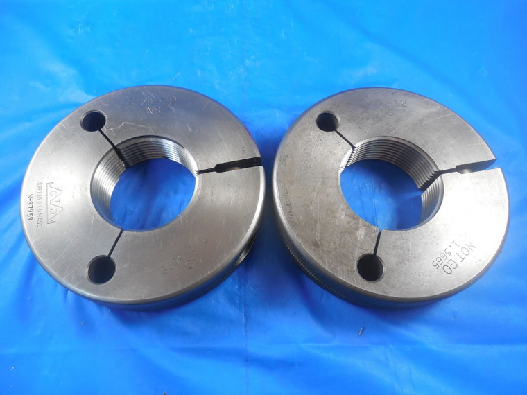 1 5/8 12 NS THREAD RING GAGES 1.625 GO NO GO P.D.'S = 1.5699 & 1.5665 INSPECTION