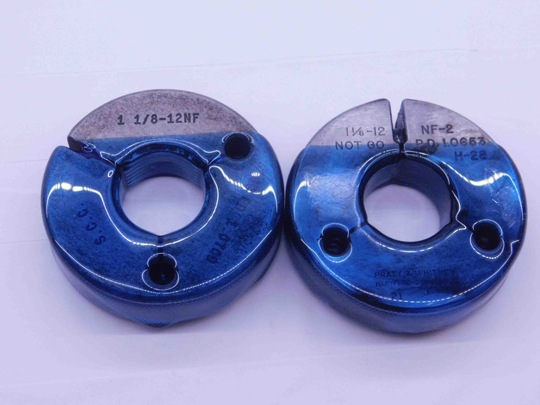 1 1/8 12 NF 2 THREAD RING GAGES 1.125 GO NO GO P.D.'S = 1.0709 & 1.0653 UNF-2 - JF0387LI