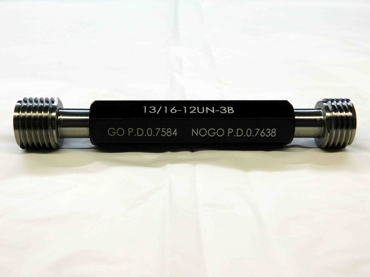 NEW 13/16 12 UN 3B THREAD PLUG GAGE .8125 GO NO GO P.D.'S = .7584 & .7638 TOOLS