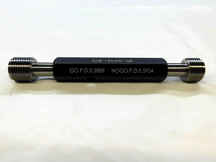 NEW 5/8 18 UNF 3B THREAD PLUG GAGE .625 GO NO GO P.D.'S = .5889 & .5934 TOOLS