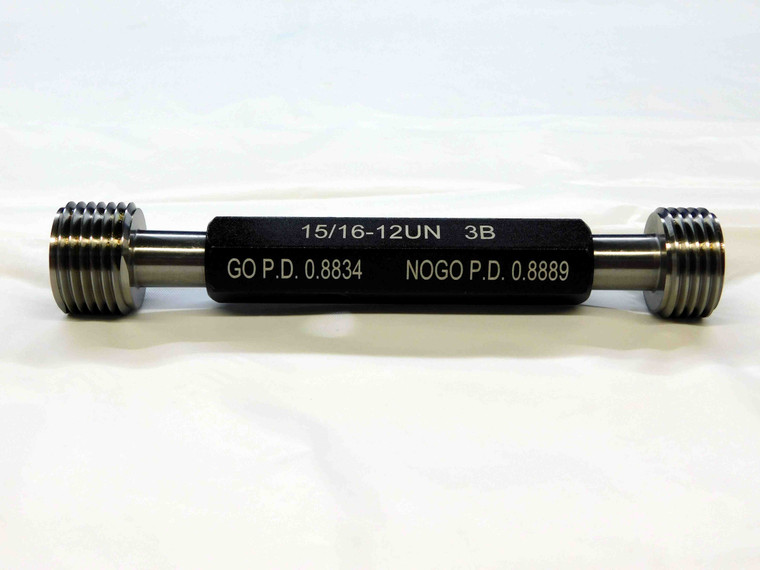 NEW 15/16 12 UN 3B THREAD PLUG GAGE .9375 GO NO GO P.D.'S = .8834 & .8889 TOOL