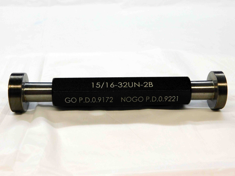 NEW 15/16 32 UN 2B THREAD PLUG GAGE .9375 GO NO GO P.D.'S = .9172 & .9221 TOOL