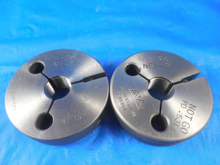 9/16 24 NEF 2 THREAD RING GAGES .5625 GO NO GO P.D.'S = .5354 & .5314 INSPECTION