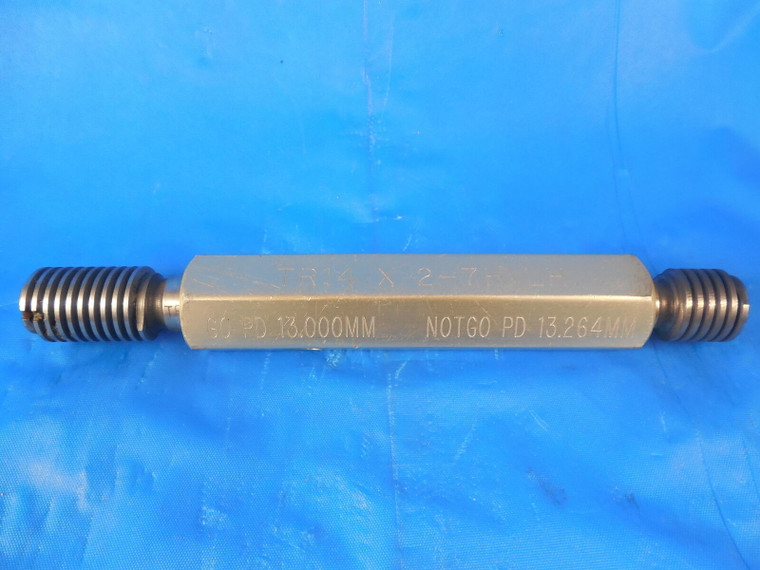 TR14 X 2 7H L.H. METRIC TRAPEZOIDAL THREAD PLUG GAGE GO NO GO 13.000 & 13.264