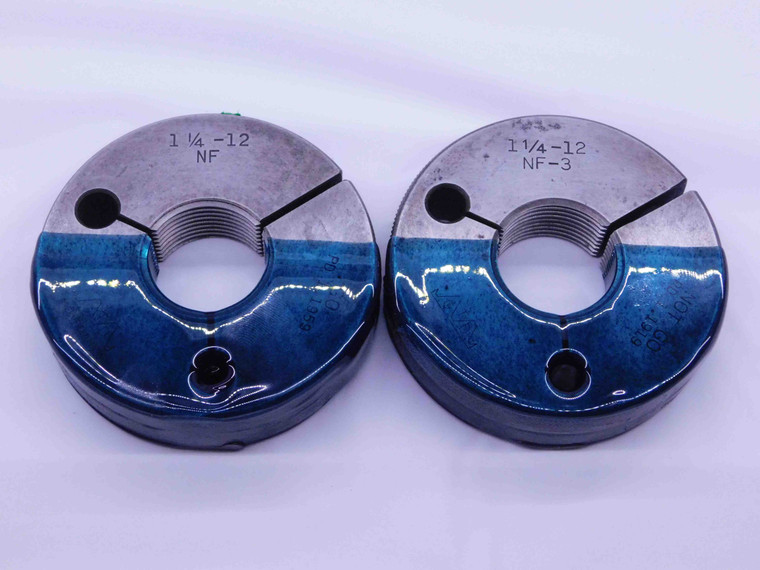 1 1/4 12 NF 3 THREAD RING GAGES 1.25 GO NO GO P.D.'S = 1.1959 & 1.1919 UNF-3 - CH1291BU