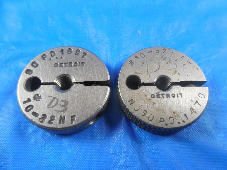 10 32 NF 2 THREAD RING GAGES #10 .190 GO NO GO P.D.'S = .1697 & .1670 INSPECTION