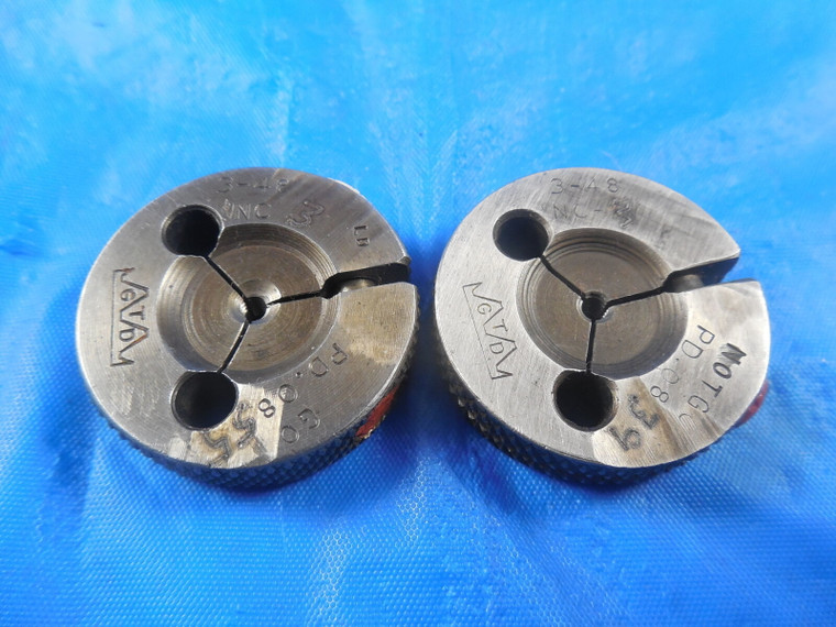 3 48 NC 3 THREAD RING GAGES #3 .099 GO NO GO P.D.'S = .0855 & .0834 QUALITY TOOL