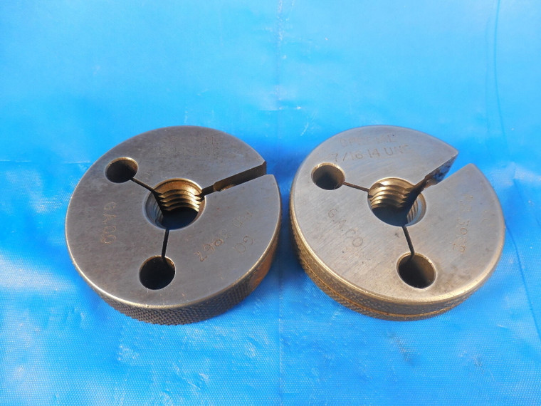 7/16 14 UNC SPECIAL THREAD RING GAGES .4375 GO NO GO P.D.'S = .3967 & .3932 TOOL