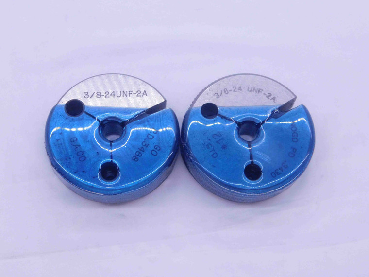 3/8 24 UNF 2A THREAD RING GAGES .375 .3750 GO NO GO P.D.'S = .3468 & .3430 CHECK - CH1317BU
