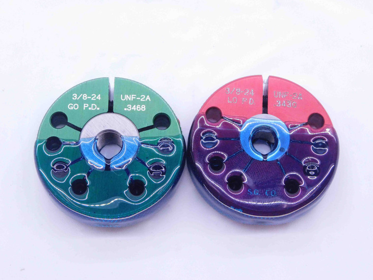 3/8 24 UNF 2A THREAD RING GAGES .375 .3750 GO NO GO P.D.'S = .3468 & .3430 CHECK - CH1317BU