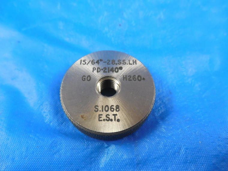 15/64 28 SS LEFT HAND THREAD RING GAGE .234 GO ONLY P.D. = .2140 INSPECTION