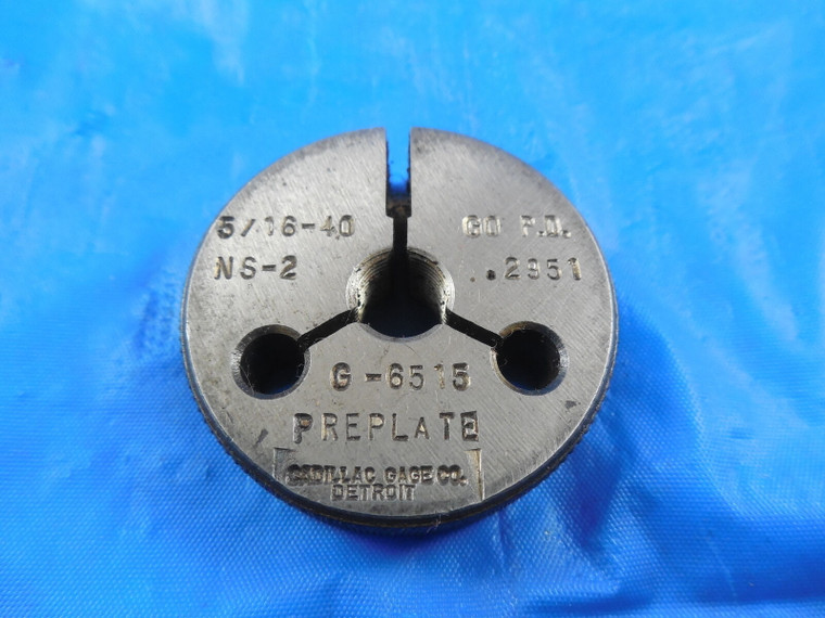 5/16 40 NS 2 PREPLATE THREAD RING GAGE .3125 GO ONLY P.D. = .2951 INSPECTION