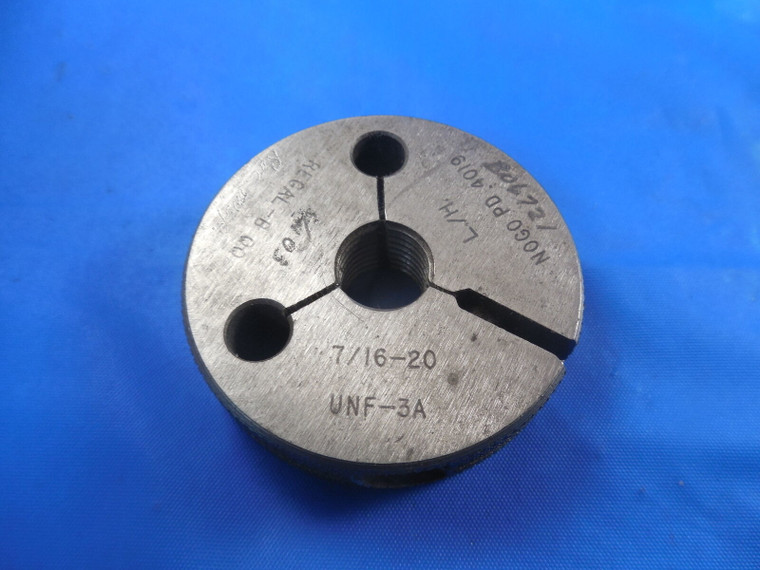 7/16 20 UNF 3A LEFT HAND THREAD RING GAGE .4375 NO GO ONLY P.D. = .4019 LH TOOL
