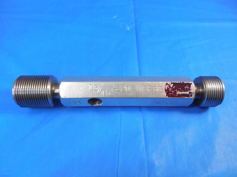 13/16 20 NEF 3B THREAD PLUG GAGE .8125 GO NO GO P.D.'S= .7800 & .7843 INSPECTION