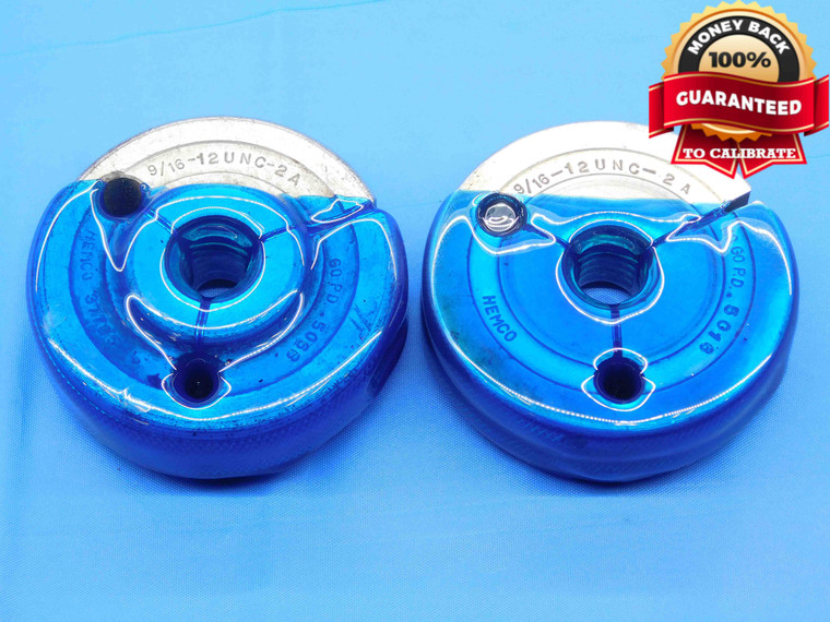 9/16 12 UNC 2A THREAD RING GAGES .5625 GO NO GO P.D.'S = .5068 & .5016 CHECK - DW3337RDRL