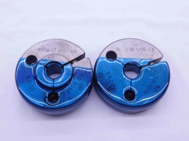 9/16 12 UNC 2A THREAD RING GAGES .5625 GO NO GO P.D.'S = .5068 & .5016 CHECK - DW3337RDRL