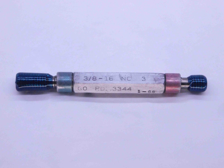 3/8 16 NC 3 THREAD PLUG GAGE .375 .3750 GO NO GO P.D.'S = .3344 & .3376 UNC-3 - NG0001LI