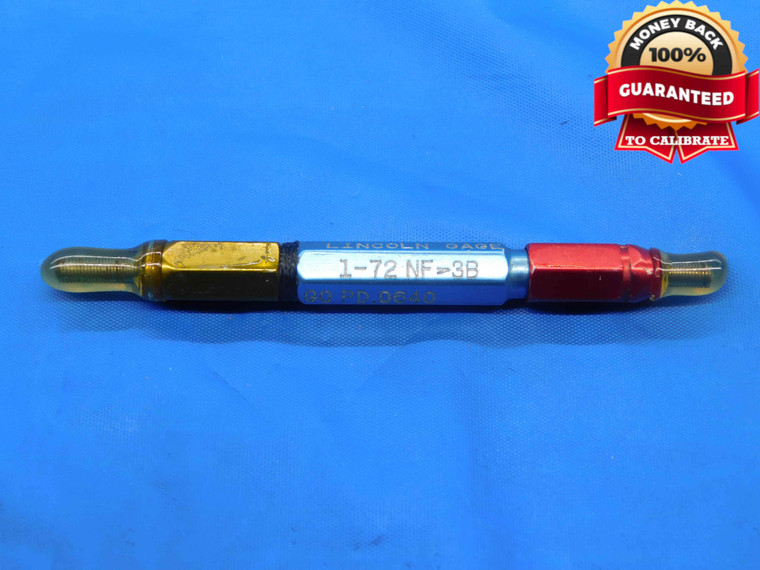 1 72 NF 3B THREAD PLUG GAGE #1 .073 .0730 GO NO GO P.D.'S = .0640 & .0659 UNF-3B - NG0039LI