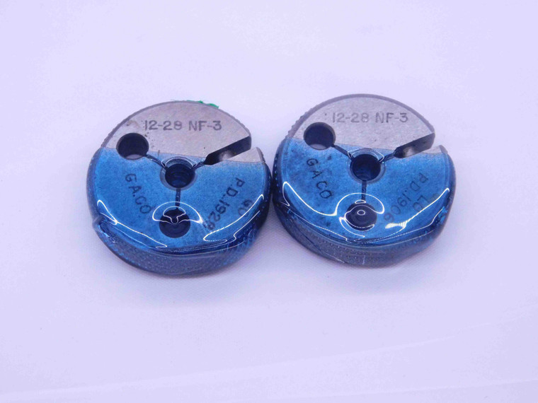 12 28 NF 3 THREAD RING GAGES #12 .216 GO NO GO P.D.'S = .1928 & .1906 UNF-3 - NG0068BU