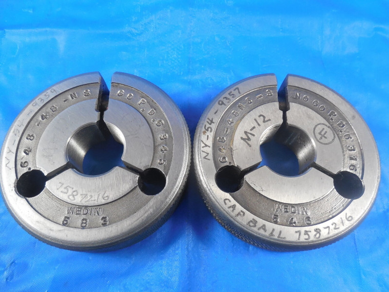 .648 48 NS 3 THREAD RING GAGES .6480 GO NO GO P.D.'S = .6345 & .6316 INSPECTION
