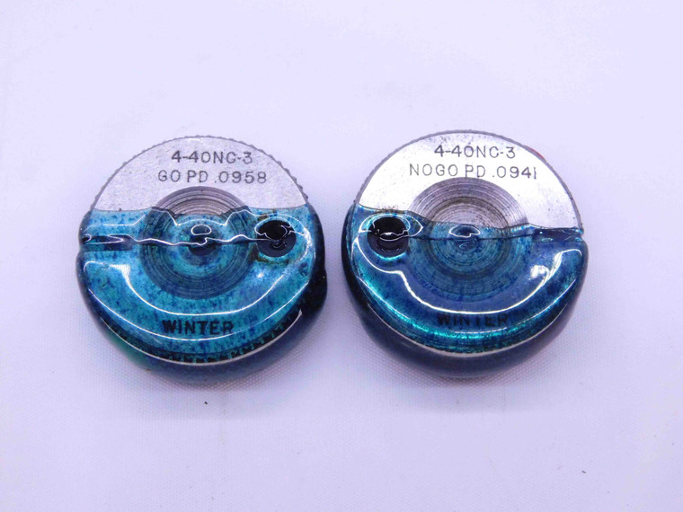 4 40 NC 3 THREAD RING GAGES #4 .112 .1120 GO NO GO P.D.'S = .0958 & .0941 UNC-3 - NG0102BU