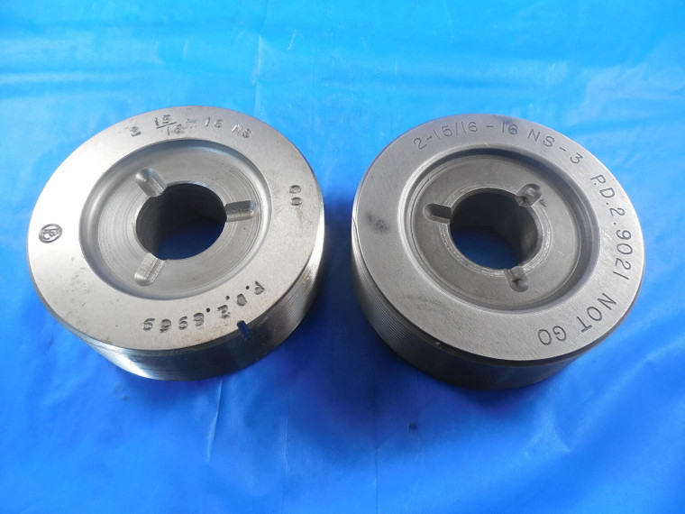 2 15/16 16 NS 3 THREAD PLUG GAGES 2.9375 GO NO GO P.D.'S = 2.8969 & 2.9021 TOOL
