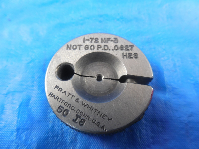 1 72 NF 3 THREAD RING GAGE #1 .073 NO GO ONLY P.D. = .0627 QUALITY INSPECTION