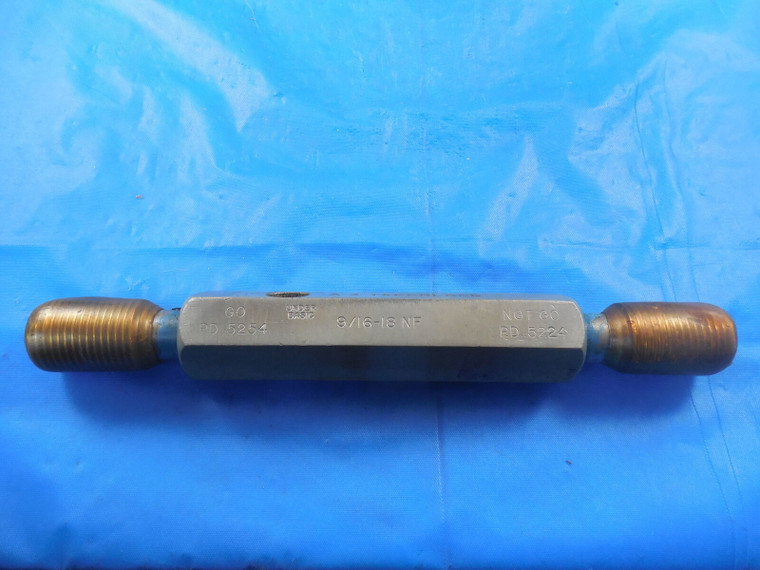 9/16 18 NF SET THREAD PLUG GAGE .5625 GO NO GO P.D.'S = .5254 & .5224 INSPECTION