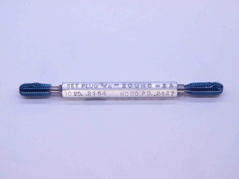 1/4 20 UNC 2A SET THREAD PLUG GAGE .25 .250 GO NO GO P.D.'S = .2164 & .2127 - 14202AP1