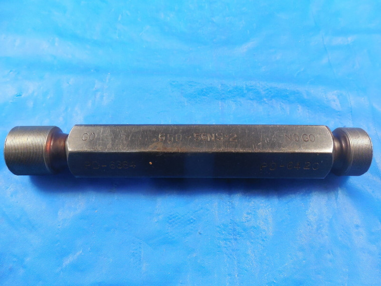 .650 56 NS 2 THREAD PLUG GAGE .65 GO NO GO P.D.'S = .6384 & .6420 INSPECTION