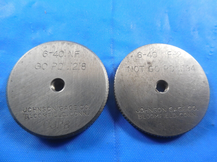 6 40 NF 2 THREAD RING GAGES #6 .138 GO NO GO P.D.'S = .1218 & .1194 QUALITY