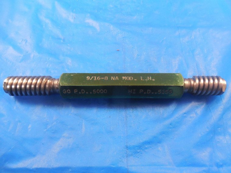 9/16 8 NA MOD LEFT HAND DBL. LEAD THREAD PLUG GAGE .5625 GO NO GO .5000 & .5155