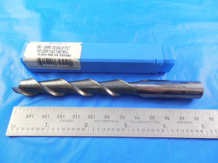 NEW SGS SKI CARB CARBIDE END MILL SHARPENED TO ABOUT .482 3" LOC FLAT END CNC