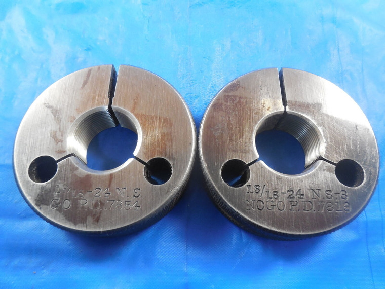 13/16 24 NS 3 THREAD RING GAGES .8125 GO NO GO P.D.S = .7854 & .7819 13/16-24