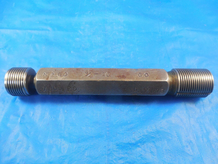 3/4 20 NS THREAD PLUG GAGE .75 GO NO GO P.D.'S = .7205 & .7175 QUALITY 3/4-20