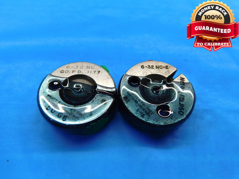 6 32 NC 2 THREAD RING GAGES #6 .138 .1380 GO NO GO P.D.'S = .1177 & .1150 UNC-2 - NG0521BU