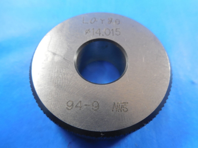 14.015 MM METRIC SMOOTH PLAIN BORE RING GAGE 14 + .015 OVERSIZE 9/16 INSPECTION