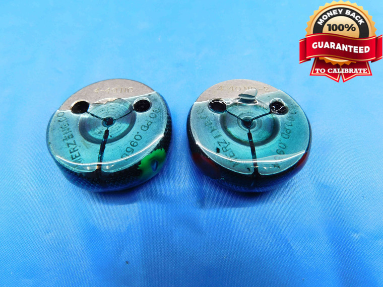 4 40 NC 2 THREAD RING GAGES #4 .112 .1120 GO NO GO P.D.'S = .0958 & .0934 UNC-2 - NG0568BU