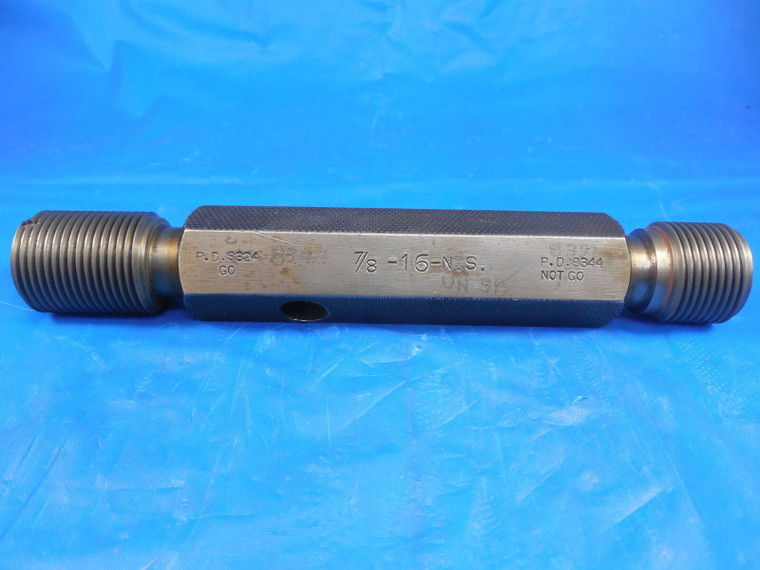 7/8 16 UN 3B THREAD PLUG GAGE .875 GO NO GO P.D.'S = .8344 & .8391 INSPECTION