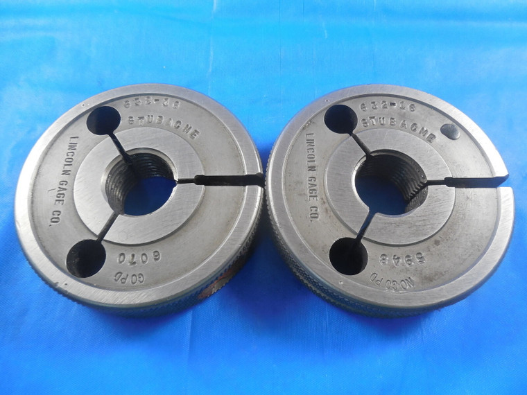 .632 16 STUB ACME THREAD RING GAGES .6320 GO NO GO P.D.'S = .6070 & .5948 TOOLS