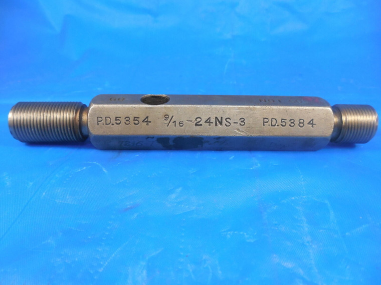 9/16 24 NS 3 THREAD PLUG GAGE .5625 GO NO GO P.D.'S = .5361 & .5386 INSPECTION