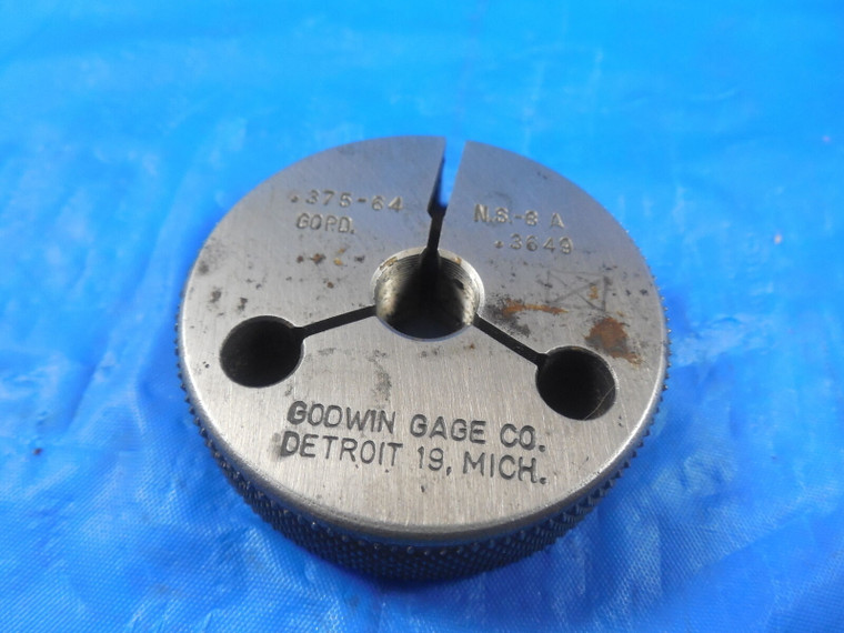 3/8 64 NS 3A THREAD RING GAGE .375 GO ONLY P.D. = .3649 QUALITY INSPECTION  TOOL