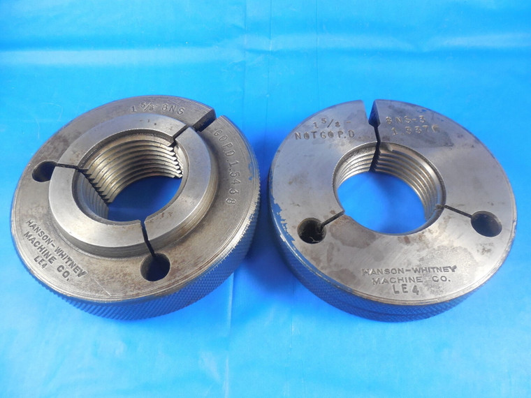 1 5/8 8 NS 3 THREAD RING GAGES 1.625 GO NO GO P.D.'S = 1.5438 & 1.5375 1 5/8-8