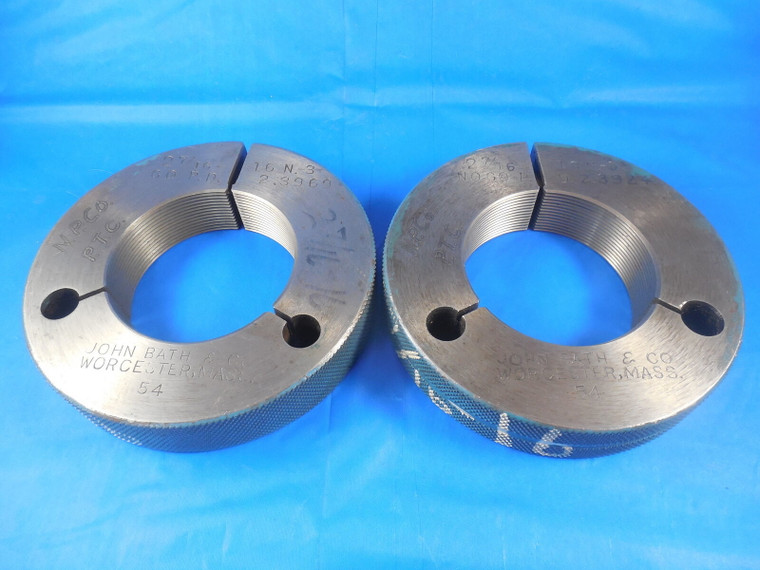 2 7/16 16 N 3 THREAD RING GAGES 2.4375 GO NO GO P.D.'S = 2.3969 & 2.3924 TOOL