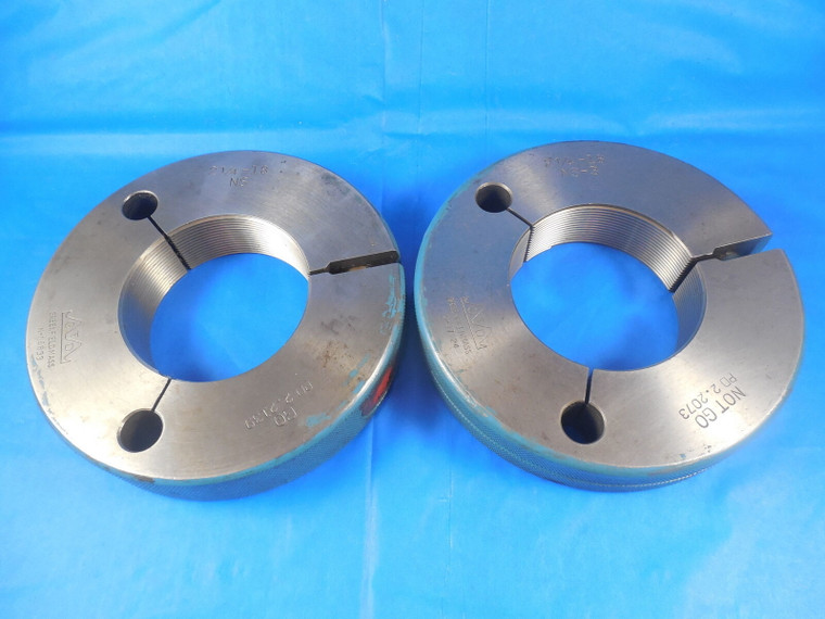 2 1/4 18 NS 3 THREAD RING GAGES 2.25 GO NO GO P.D.'S = 2.2139 & 2.2073 TOOL