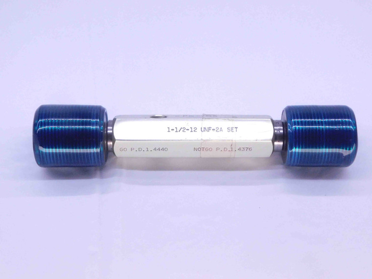 1 1/2 12 UNF 2A SET THREAD PLUG GAGE 1.5 1.50 GO NO GO P.D.'S = 1.4440 & 1.4376 - NG0686BU