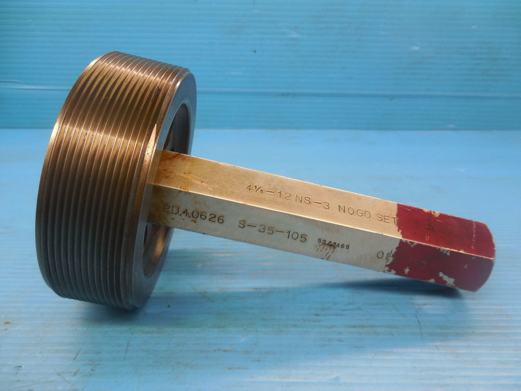 4 1/8 12 NS 3 SET THREAD PLUG GAGE 4.125 NO GO ONLY P.D. = 4.0626 QUALITY NS-3